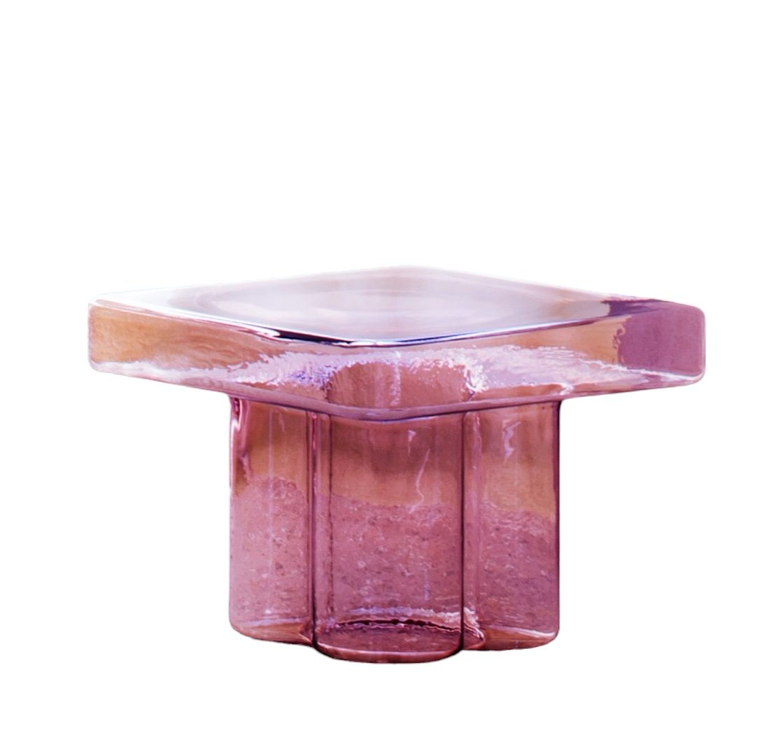 Rosa Soda Couchtisch von Miniforms: Moderner, quadratischer Beistelltisch aus Glas für Wohnzimmer.