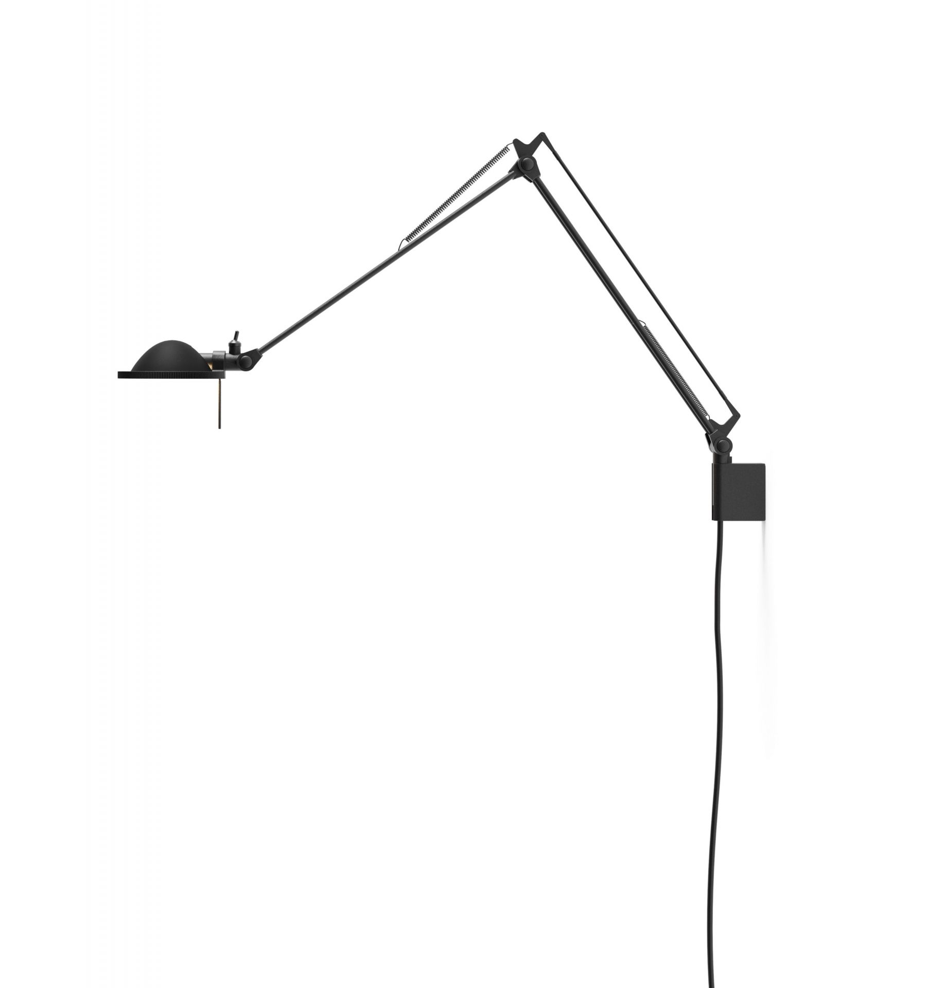 Schwarze Luceplan Berenice Wandleuchte mit Metallreflektor. Verstellbare Designerlampe für Büro und Wohnraum.