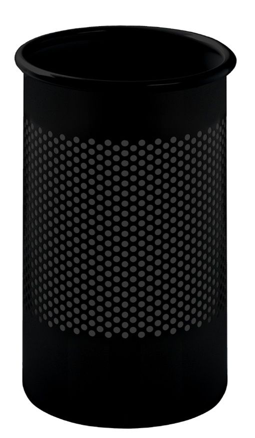 Schwarzer Cribbio Schirmständer/Papierkorb mit Lochmuster, ideal für Büro oder Zuhause. Designobjekt von Rexite.