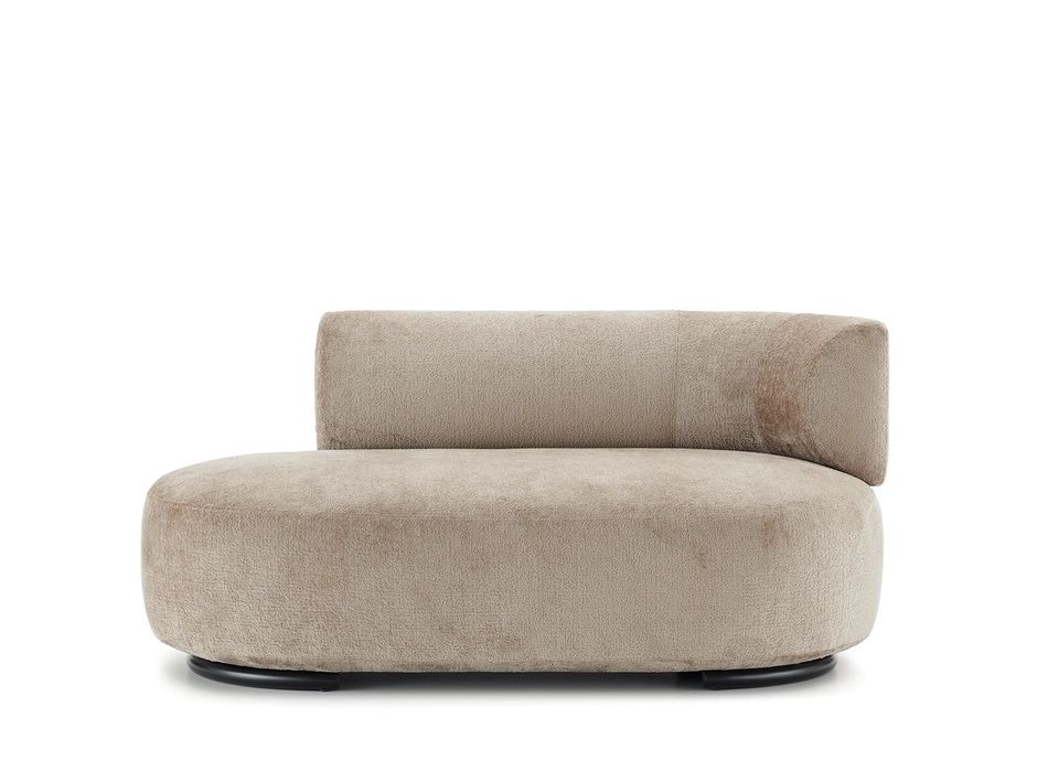 K-Wait Dormeuse, beige Chenille, Armlehne links. Moderne Design Couch für Wohnzimmer und Lounge.