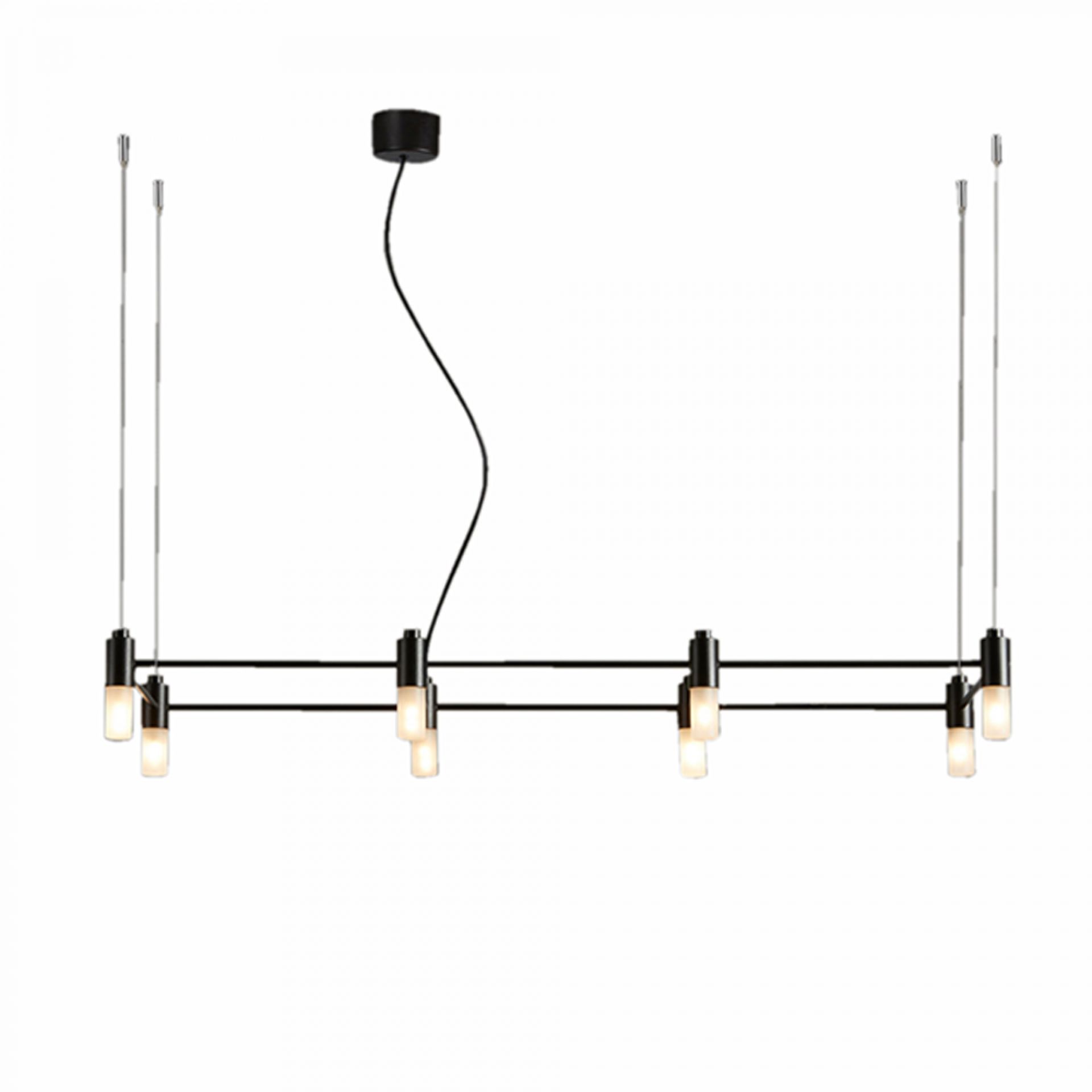 Schwarze Quadrante Pendelleuchte von Tooy mit mehreren Lampen und minimalistischem Design für moderne Innenräume.