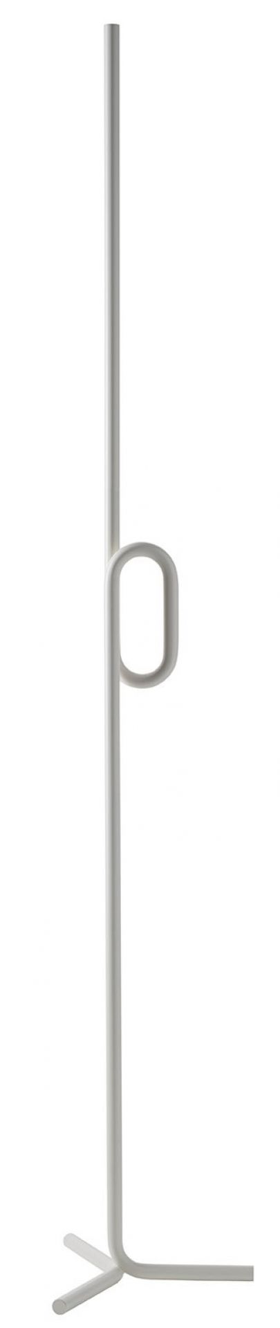 Weiße Tobia LED Stehleuchte von Foscarini, minimalistisches Design mit schlanker Form und Griffdetail.