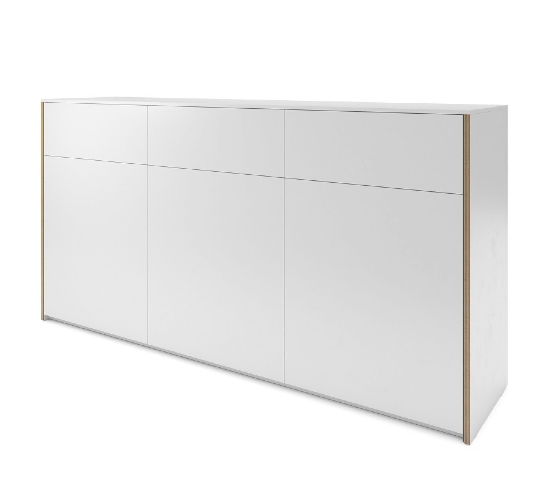 Weißes Modular Plus Sideboard von Müller Möbelwerkstätten mit drei Türen und drei Schubkästen.