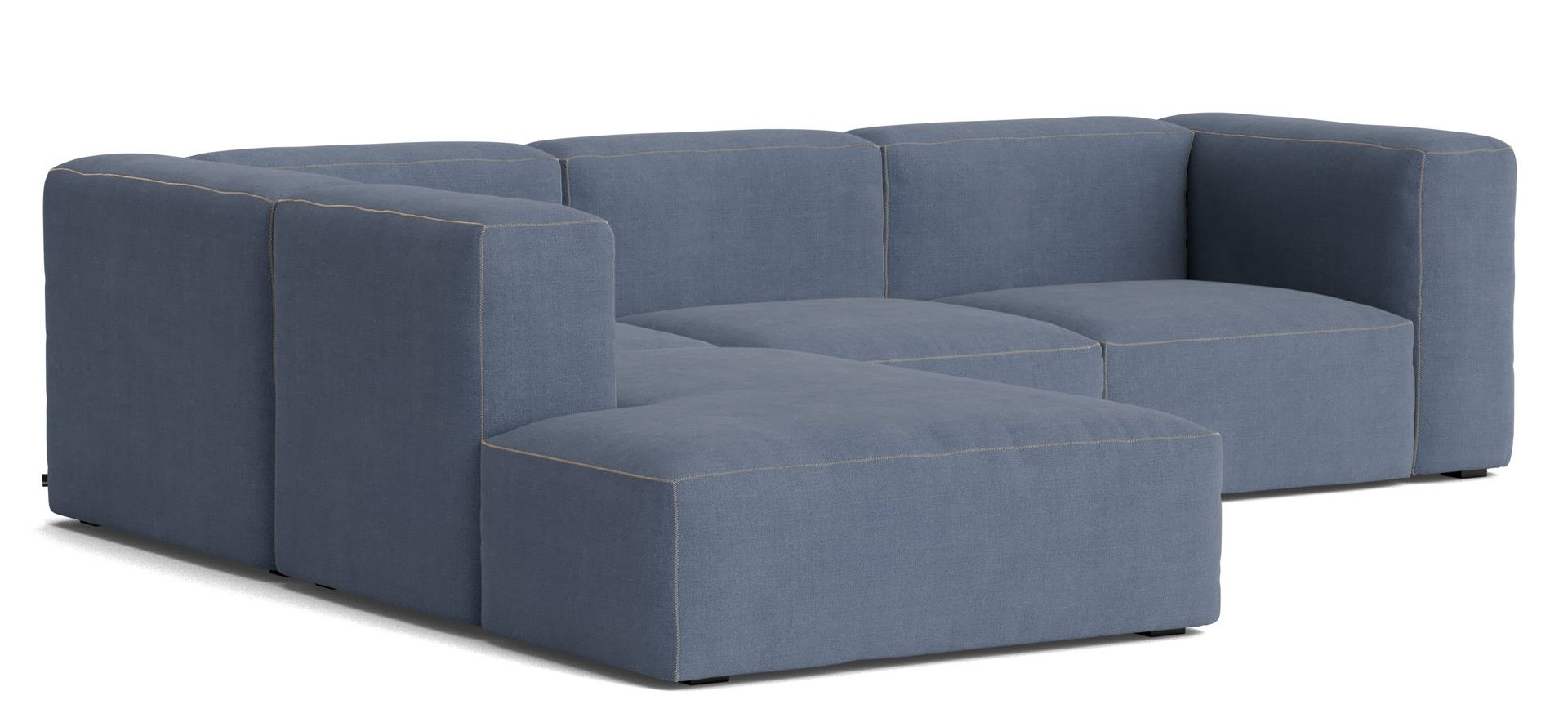 Blaues Mags Soft Sofa Eckkombination von Hay mit Armlehne links, modernes modulares Sofa.