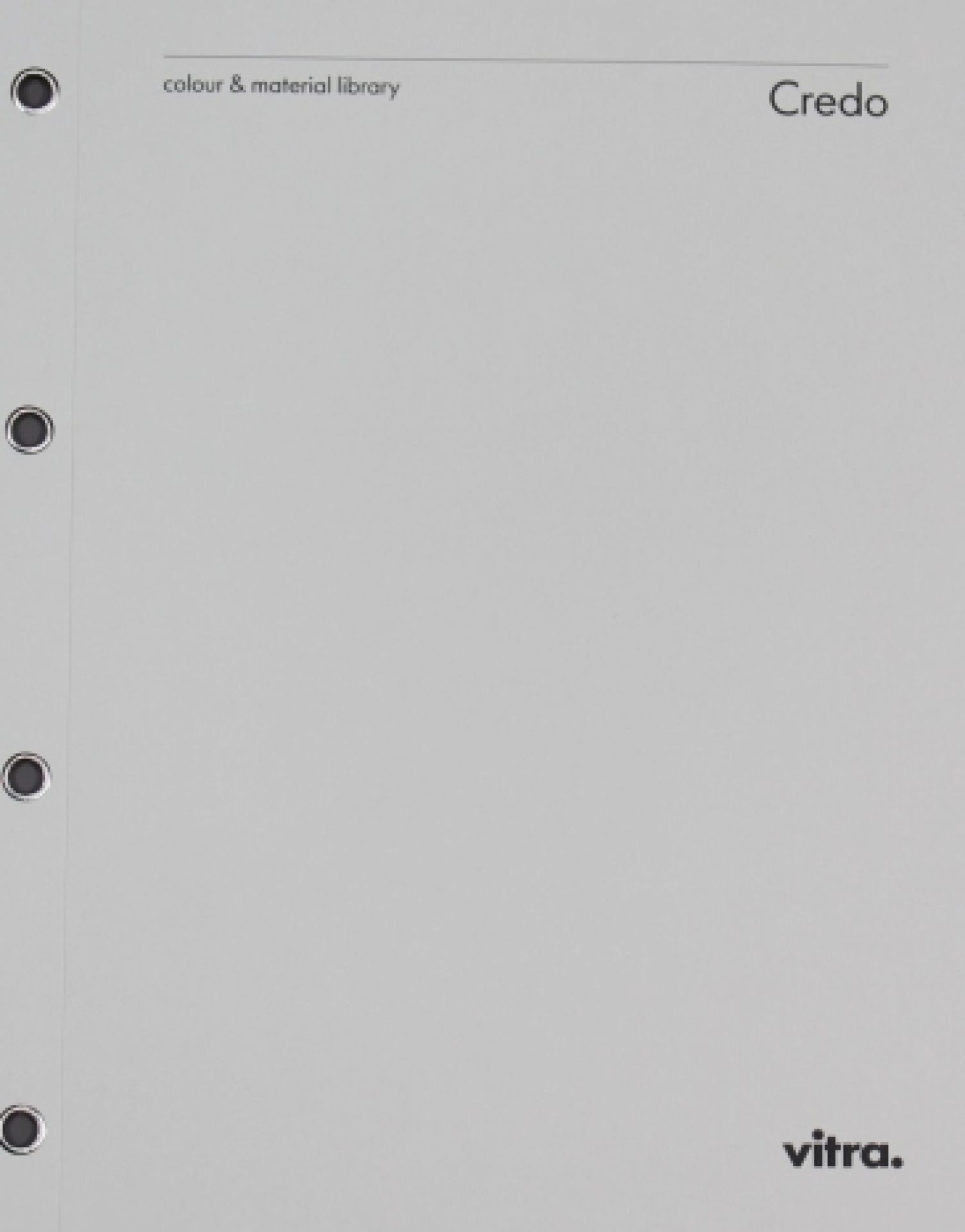 Stoffmusterkarte Credo von Vitra: Farbmuster und Materialübersicht für Möbelstoffe und Polsterstoffe.