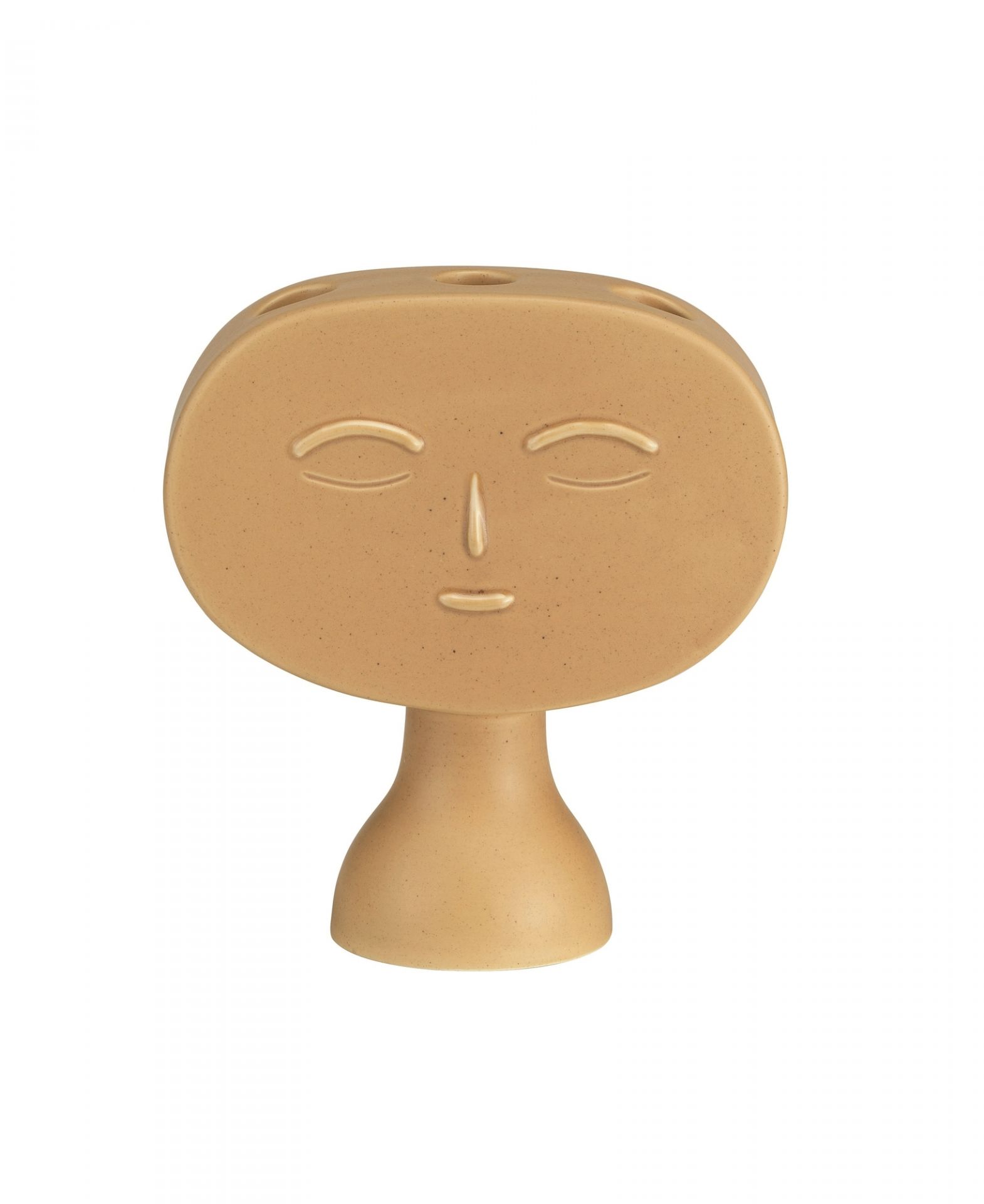 Lucia Candleholder Kerzenständer mit Gesicht, Keramik, beige, modernes Design für Kerzen und Wohnaccessoires.
