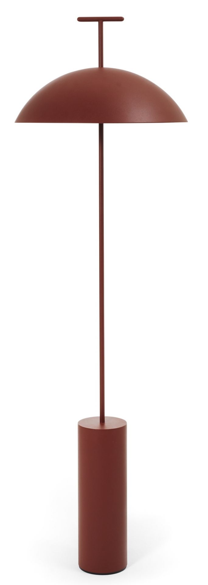 Geen-A Stehleuchte von Kartell in Ziegelrot: Moderne Bodenleuchte mit Schirm und zylindrischem Fuß.