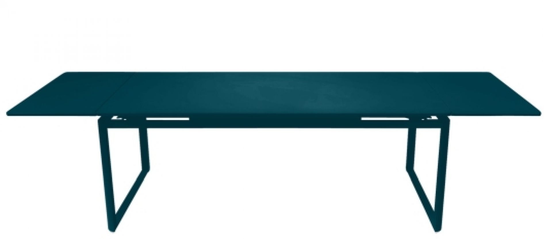 Blauer Fermob Biarritz Tisch, ausziehbar, für Garten und Terrasse. Moderner Esstisch.