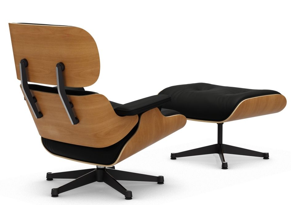 Eames Lounge Chair & Ottoman Sessel VORZUGSKOMBINATION Leder Premium Vitra Kirschbaum natur