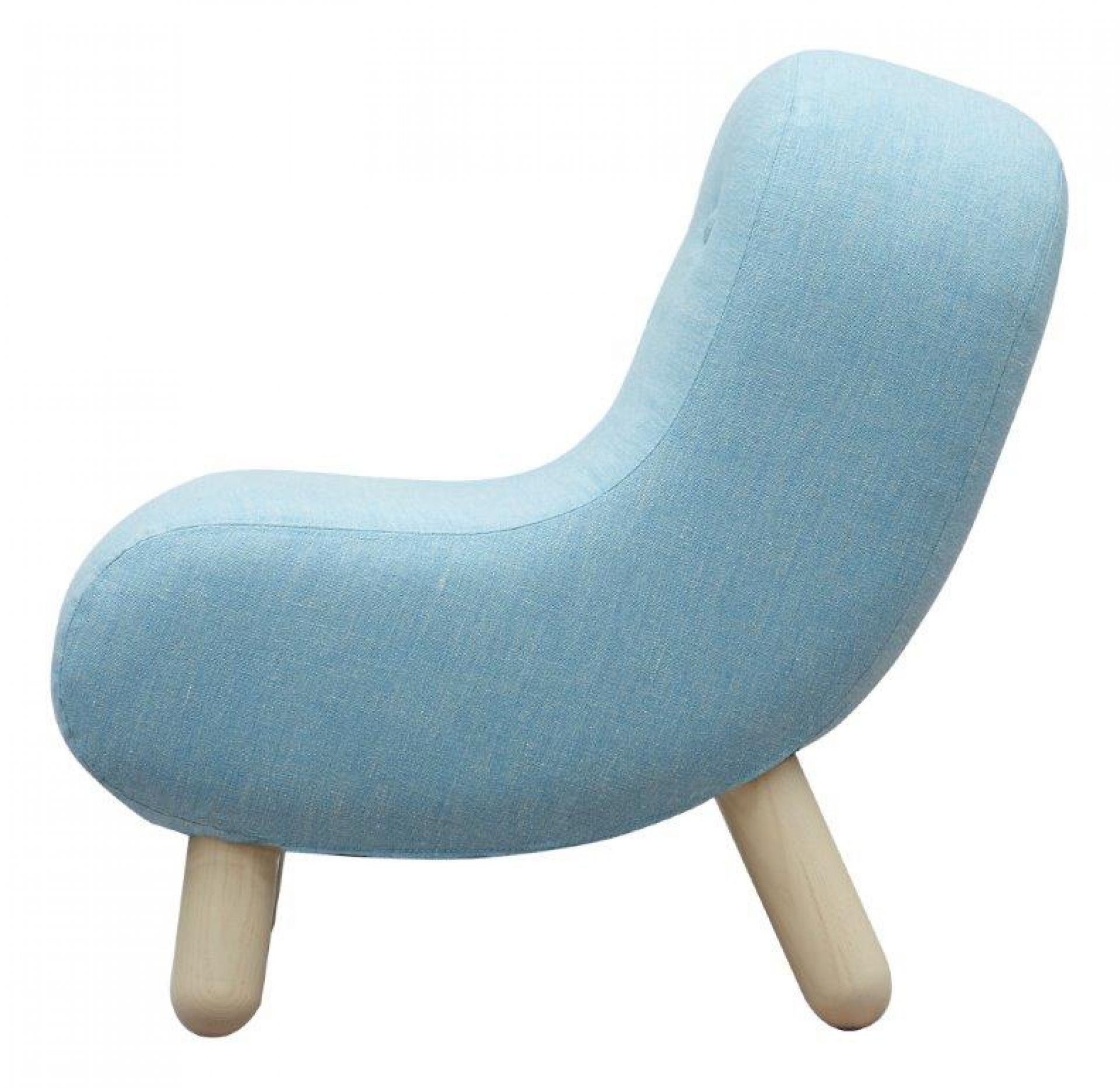 Blauer Bob Sessel von Softline mit Holzbeinen, moderner Loungesessel für Wohnzimmer und Wartebereiche.