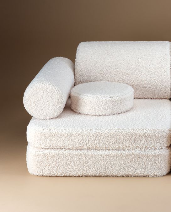 Kinderspielsofa Teddystoff Cremeweiß Wigiwama