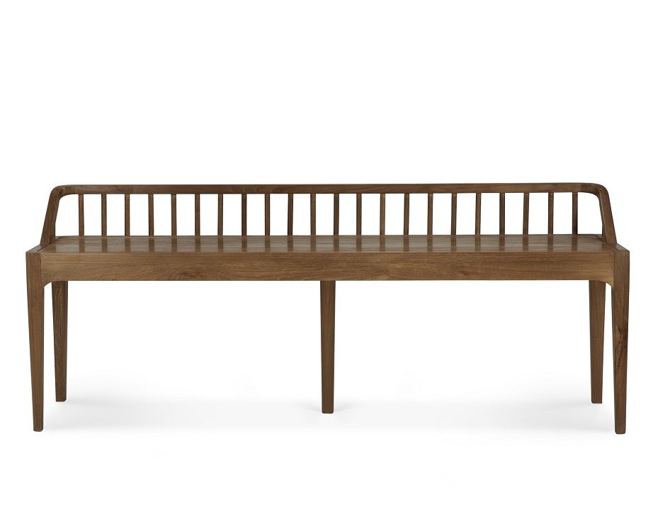 Ethnicraft Teak Bank mit Spindel-Design: Elegante Holzbank für Wohnzimmer und Essbereich.