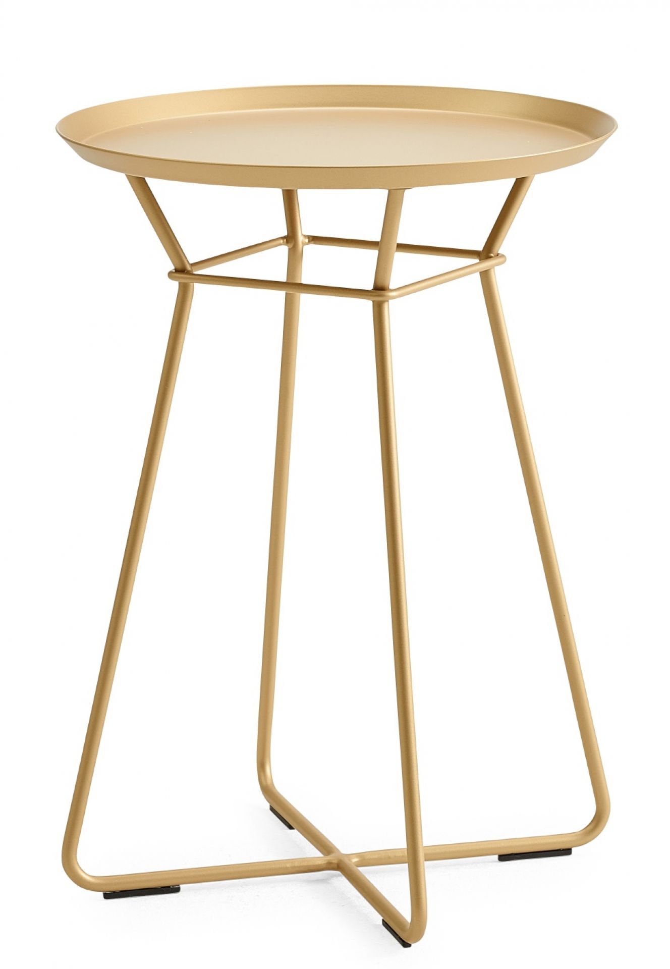 Goldener Leya Small Beistelltisch von Freifrau Manufaktur mit runder Tischplatte und filigranem Metallgestell.