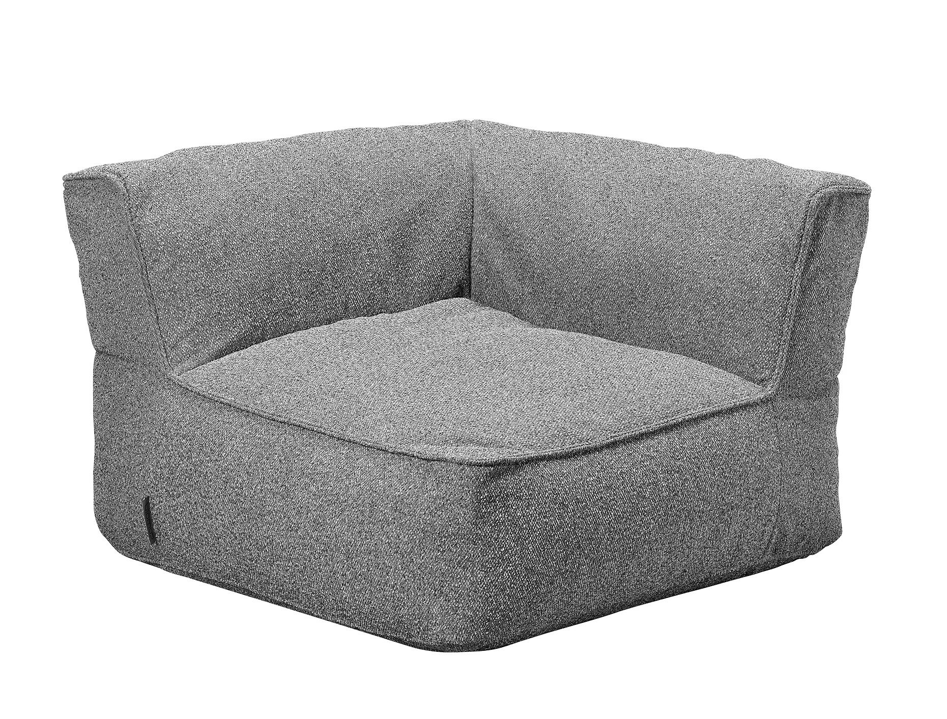 Graues Grow Ecksitzer Modul von Blomus für den Außenbereich, bequeme Outdoor Sitzgelegenheit.