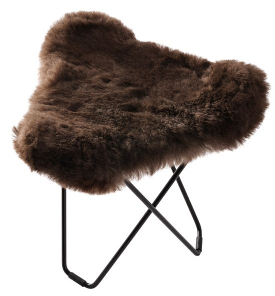 Iceland Flying Goose Schaffellhocker Cuero Schwarz / Shorn braun