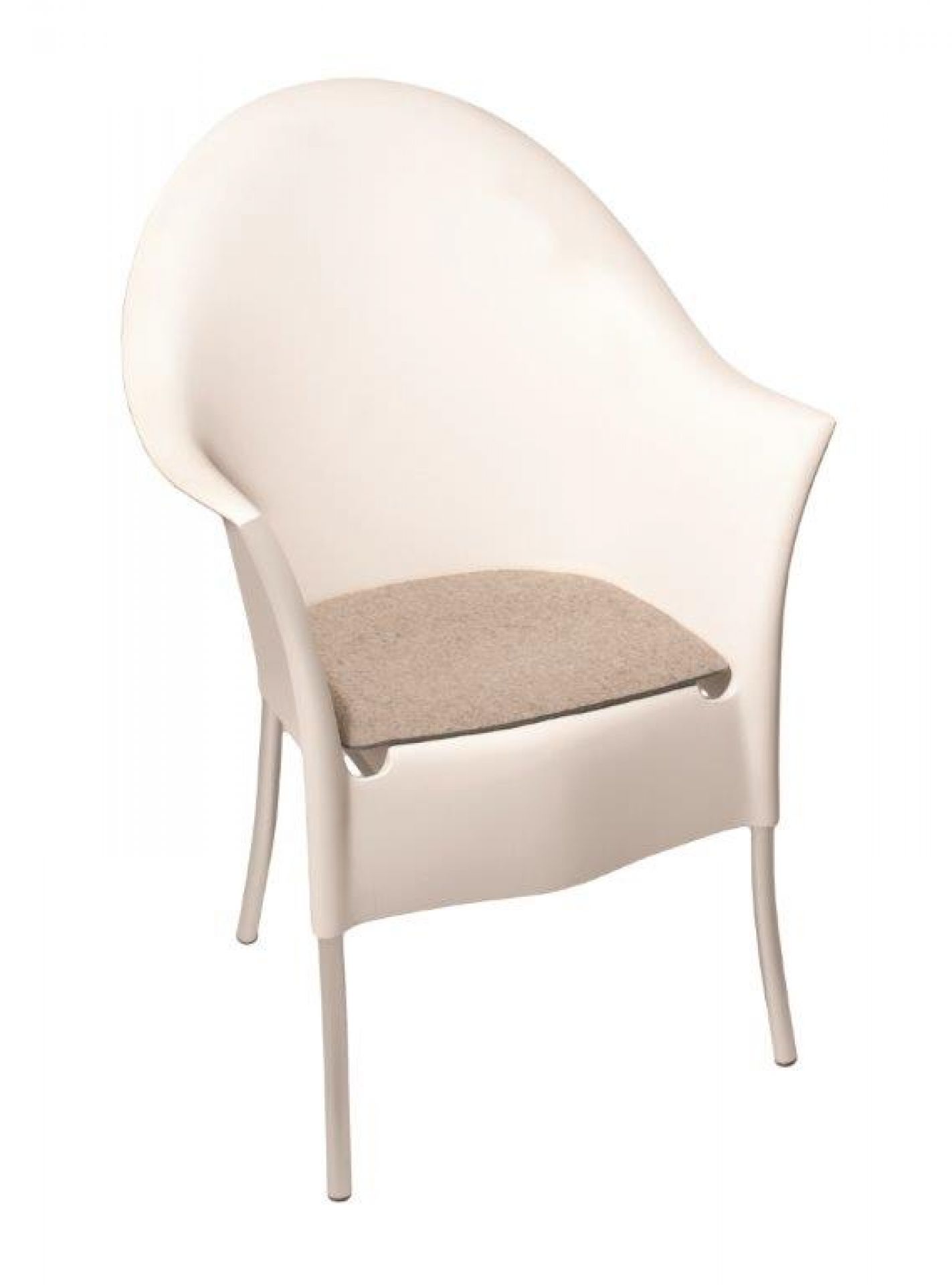 Beiger Lord Yo Stuhl mit Filzauflage von Parkhaus Berlin für bequemes Sitzen im Innenbereich.