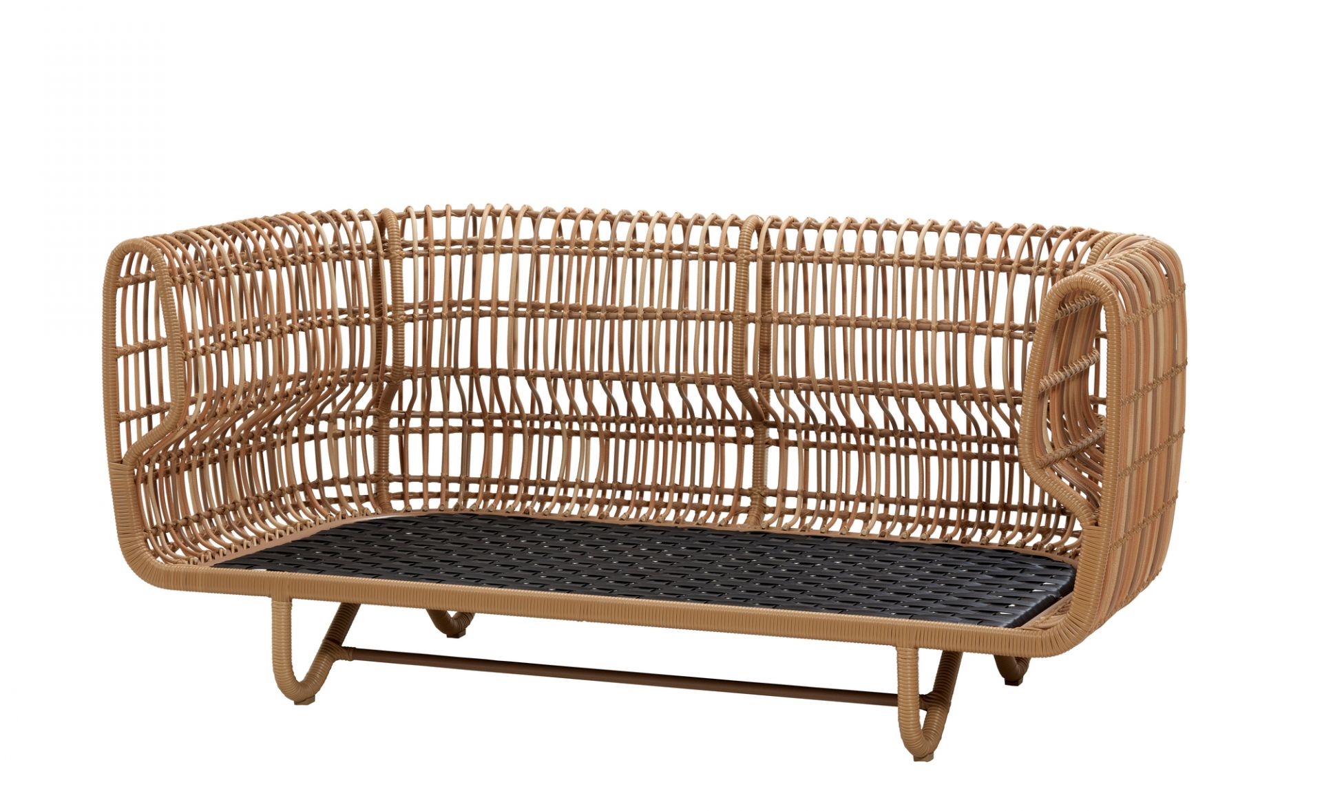Nest Outdoor Sofa von Cane-Line: 2-Sitzer Gartensofa aus Rattan, modernes Design für Terrasse und Balkon.