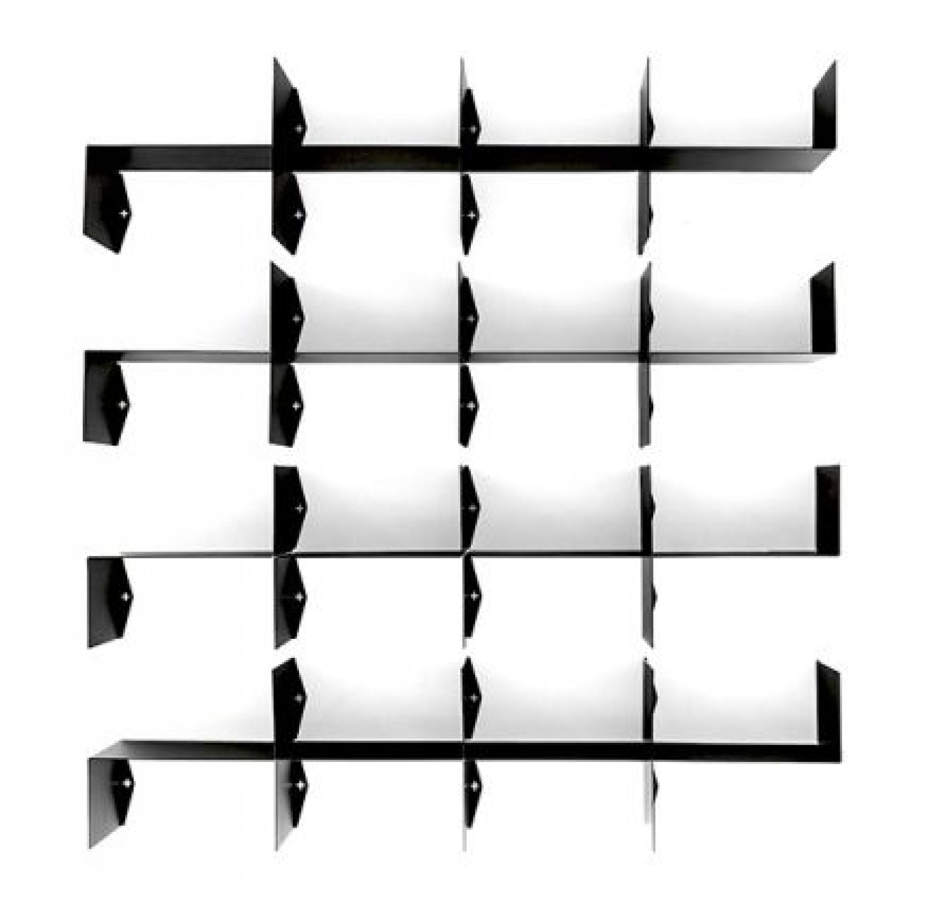 Moroso Z-Shelf 4er Set: Schwarzes, modulares Wandregal-System für Bücher und Dekoration, modernes Design.