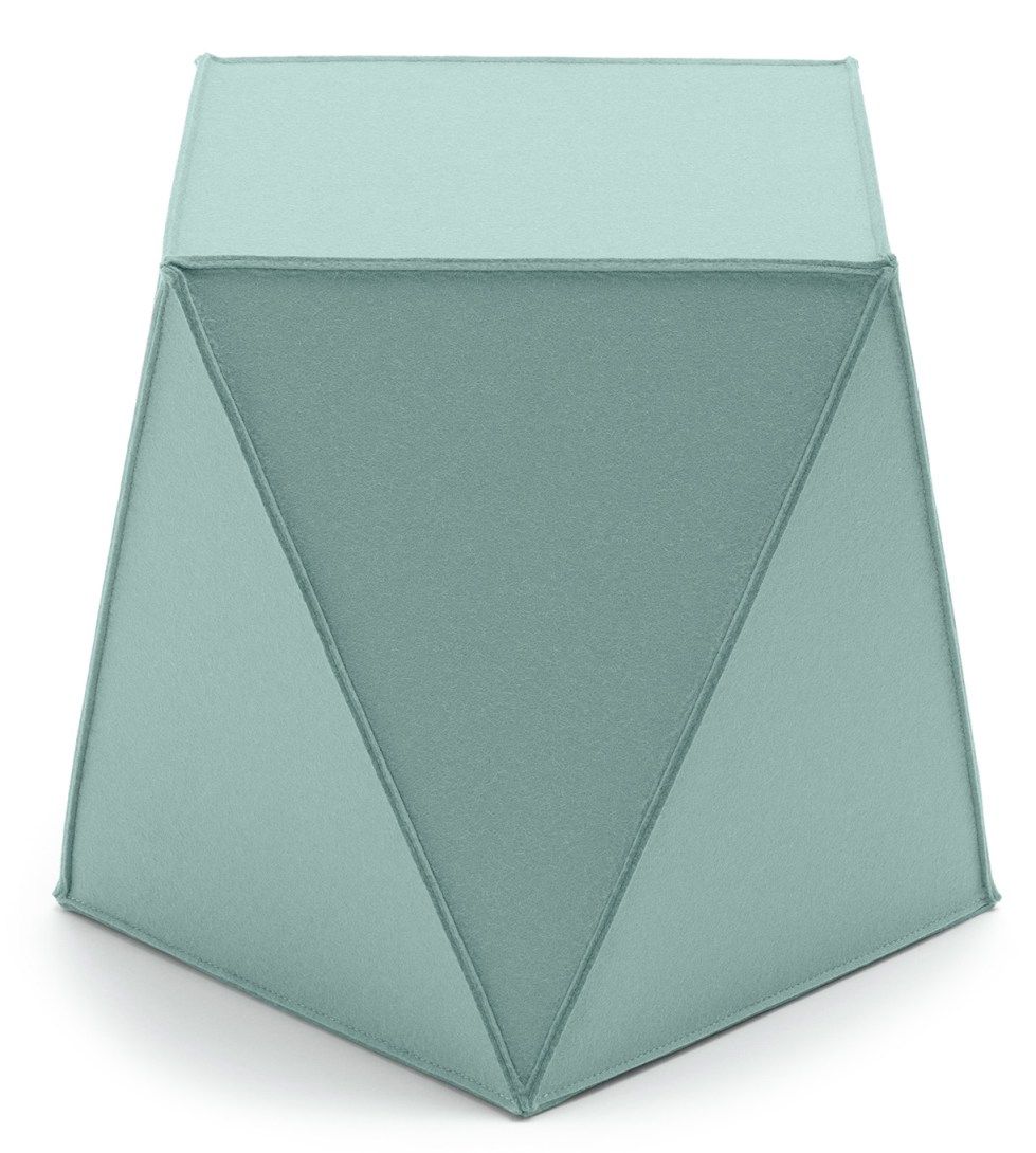 Brilli Sitzmöbel von Hey Sign: Moderner, mintgrüner Hocker aus Filz, ideal als Sitzgelegenheit oder Beistelltisch.