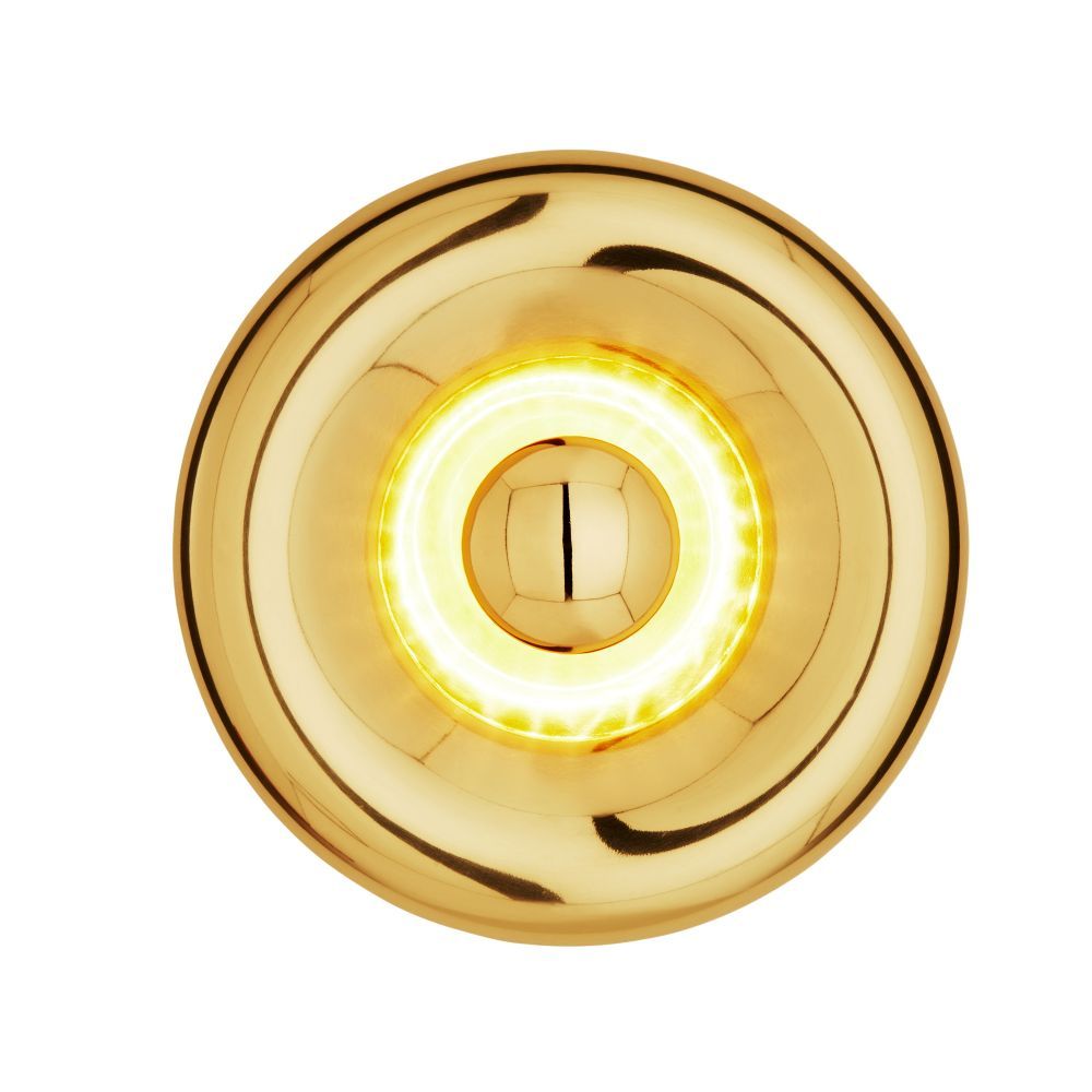 Goldene Void Surface LED-Wandleuchte von Tom Dixon, moderne Wandbeleuchtung für Wohnzimmer und Schlafzimmer.