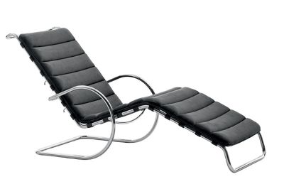 MR Bauhaus Liege von Knoll International mit schwarzem Leder und Chromgestell.