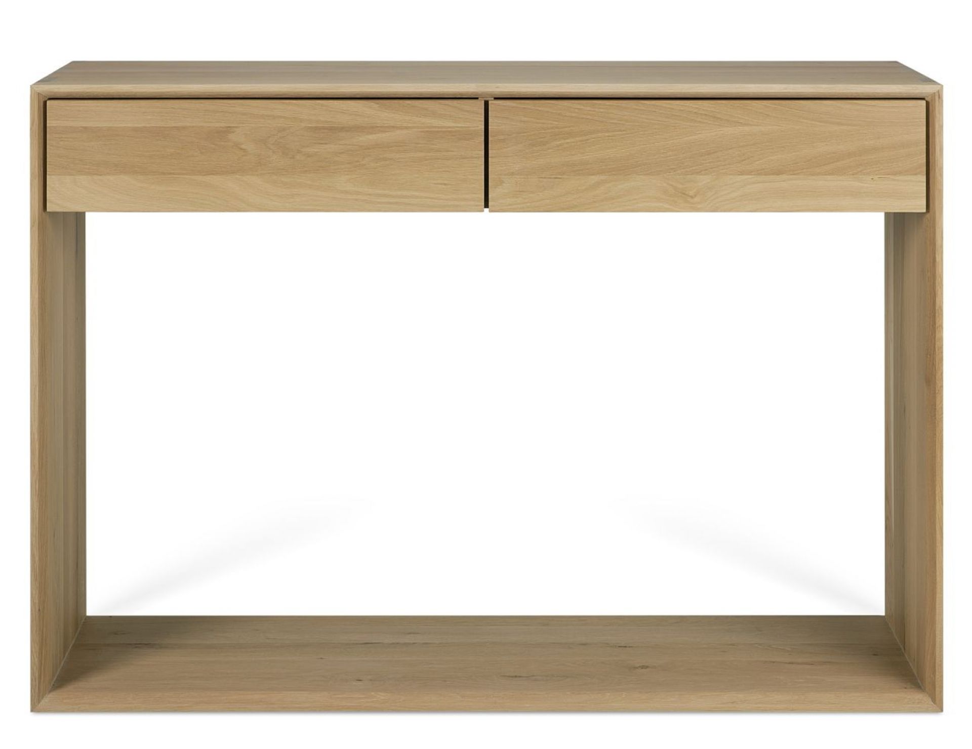 Nordic Konsole aus Eiche von Ethnicraft mit zwei Schubladen und minimalistischem Design.