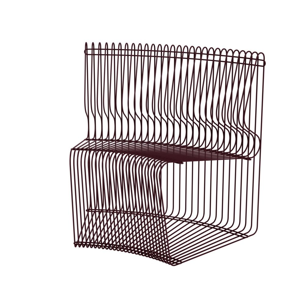 Pantonova System Sitzmodul: Moderner Drahtstuhl von Montana in Dunkelrot, minimalistisches Design für Wohnraum und Büro.
