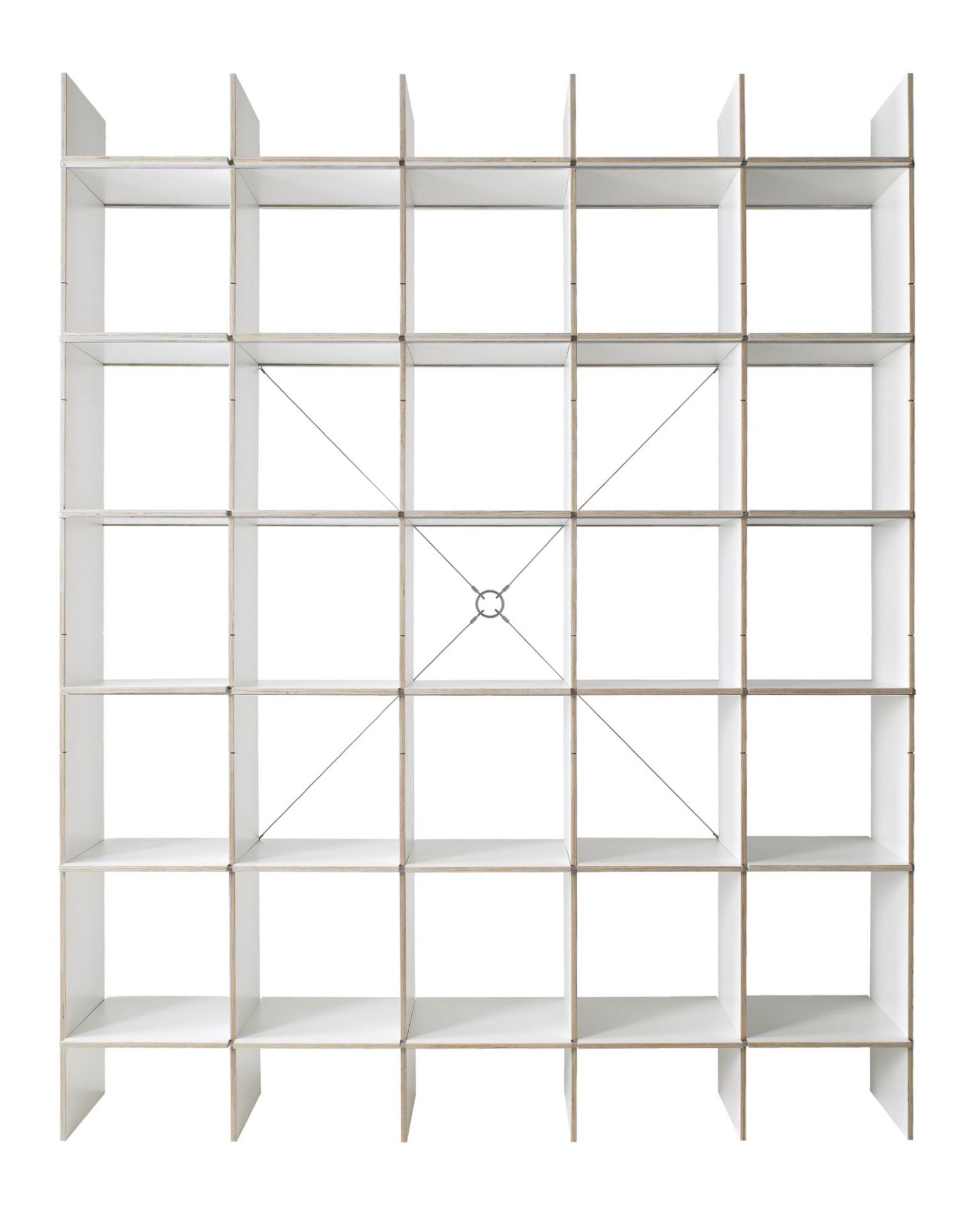 Weißes FNP Regal von Nils Holger Moormann, ein modernes modulares Regalsystem für Wohnzimmer und Büro.