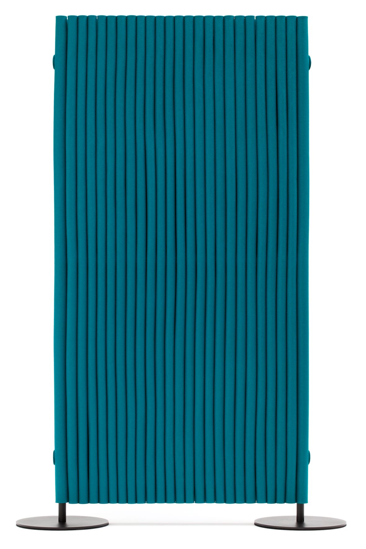 Blauer Welle Paravent von Hey Sign mit Tellerfüßen, flexibler Raumteiler und Sichtschutz.