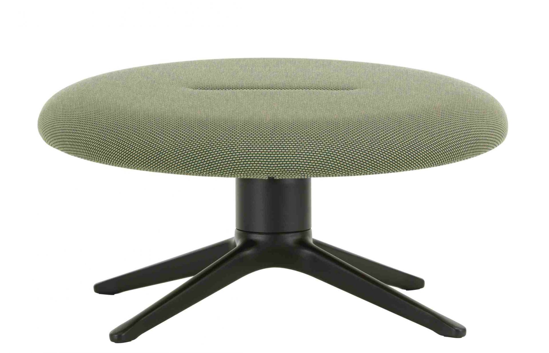 Abalon Platform Ottoman von Vitra, grüner Hocker mit schwarzem Fußkreuz für Wohnraum.