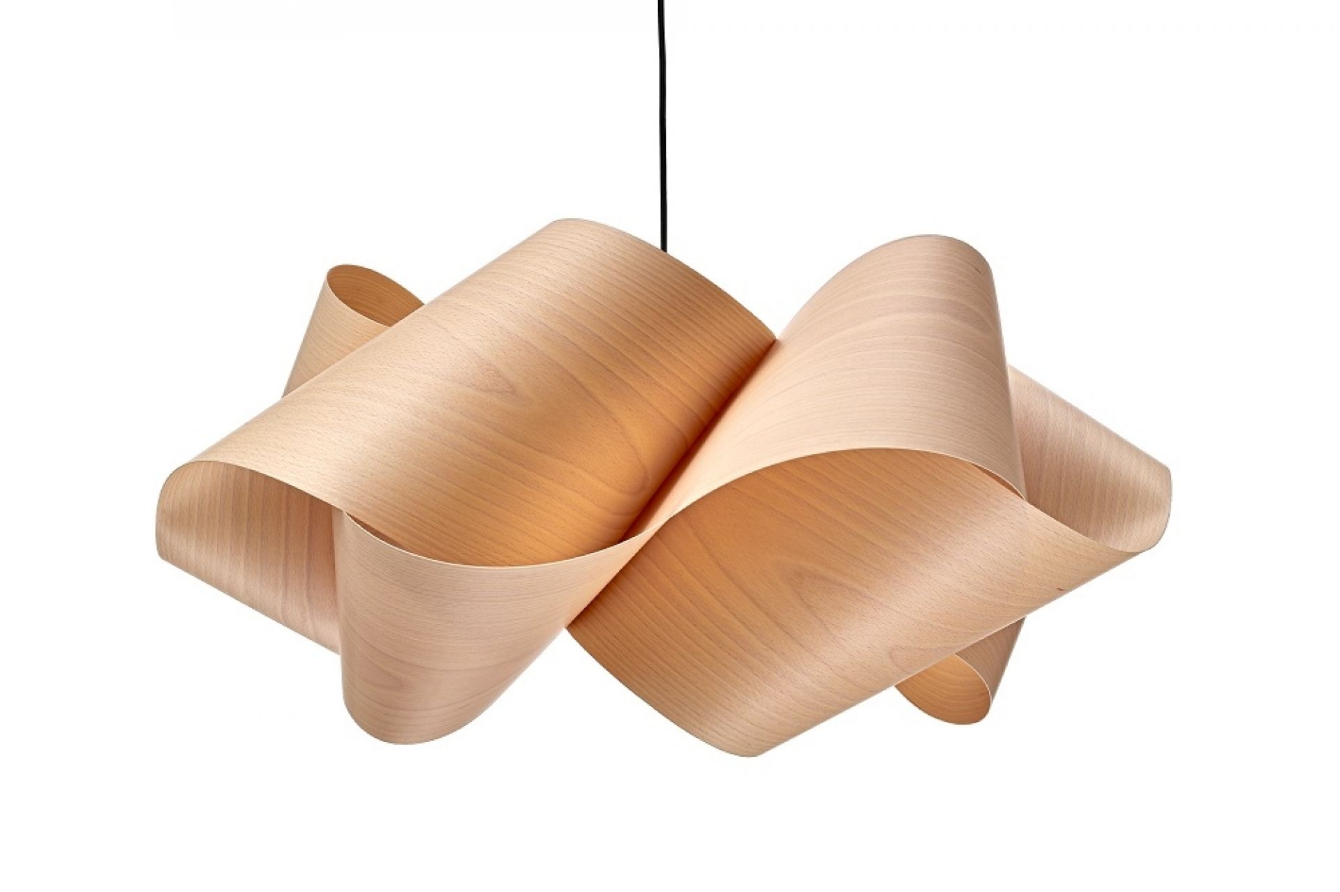 Swirl Pendelleuchte von LZF Lamps, Größe 22, aus hellem Buchenholz, modernes Design.