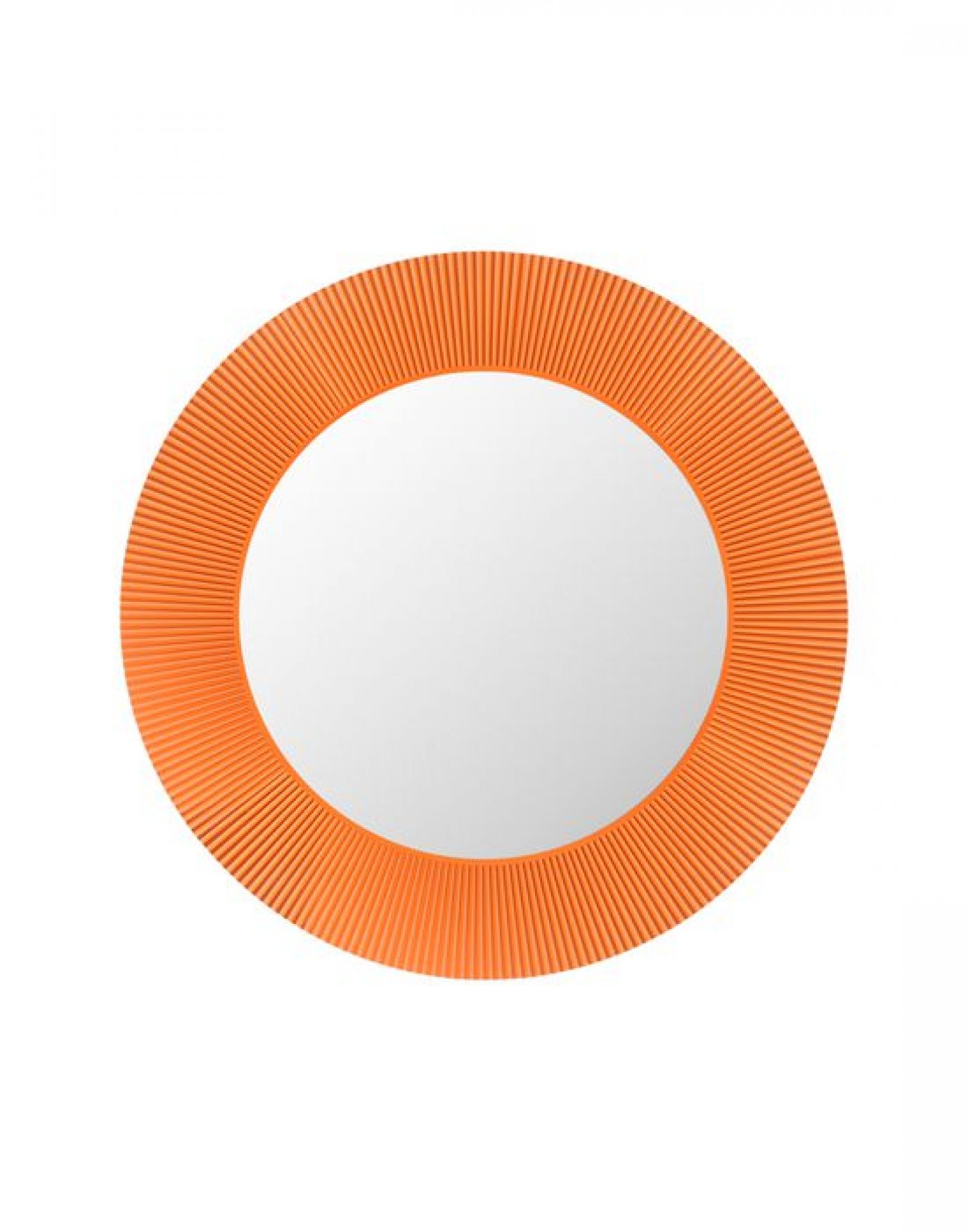 Oranger All Saints Spiegel von Kartell: Runder Wandspiegel mit plissiertem Rahmen.
