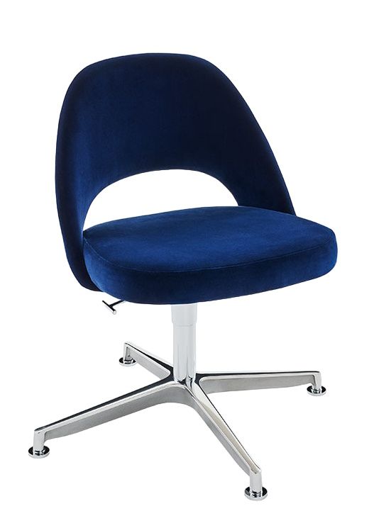 Blauer Saarinen Relax Konferenzstuhl mit Drehfuß und ohne Armlehne von Knoll International.