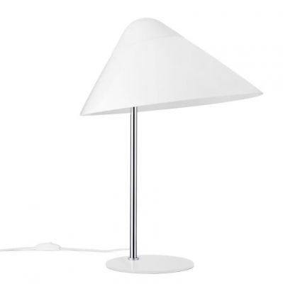 Weiße HJW02 Opala Tischleuchte Midi von Carl Hansen & Søn mit Chromfuß.