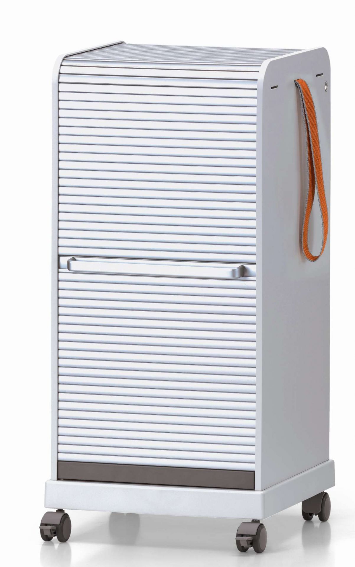 Vitra Rollcontainer Follow Me 2 mit Rollladen, Griff und Rollen für Büro und Homeoffice.