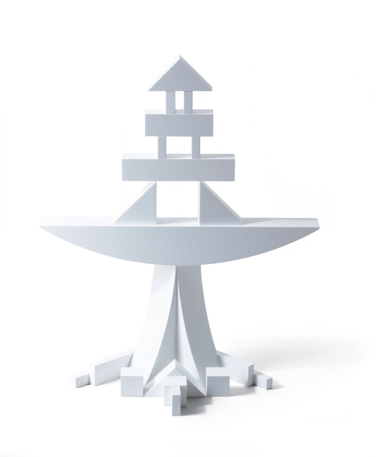 Weißes Bauhaus Bauspiel von Naef Spiele AG, ein geometrisches Einzelstück aus Holz.