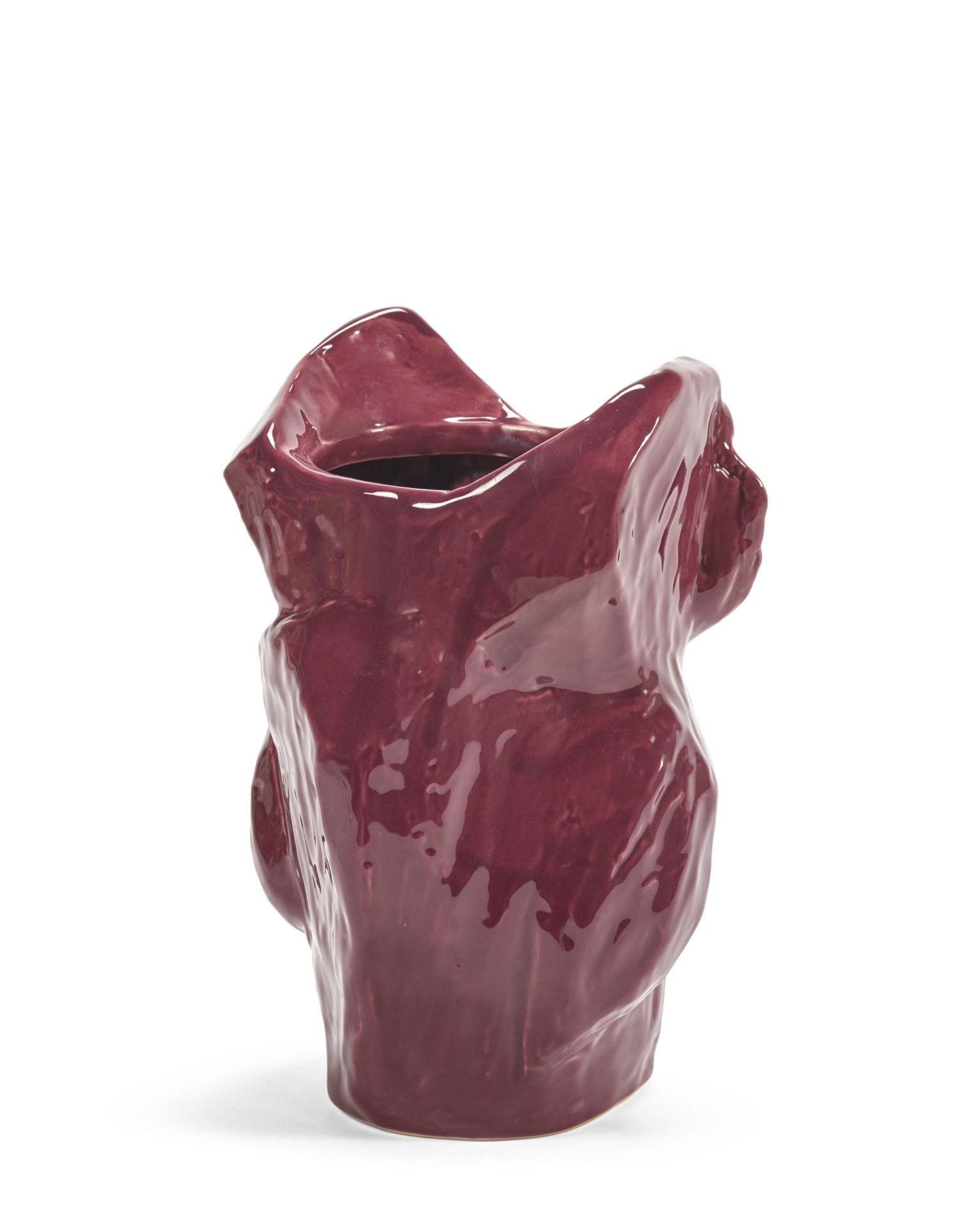 Auberginefarbene Eule Vase von Serax, Keramik, moderne Dekoration für Wohnzimmer und Tischdeko.