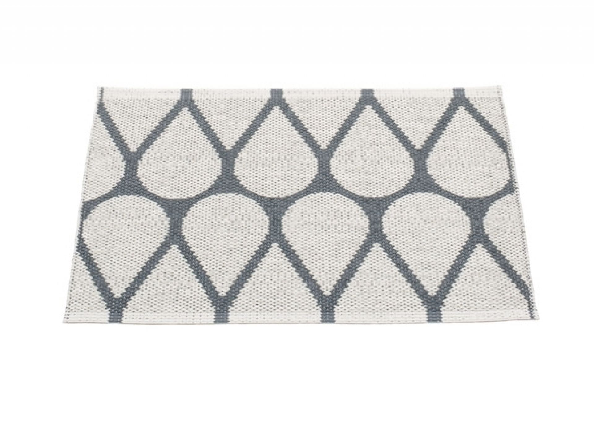 Otis Teppich von Pappelina, 70x50 cm, mit grau-weißem Tropfenmuster, ideal als Küchenteppich oder Badteppich.