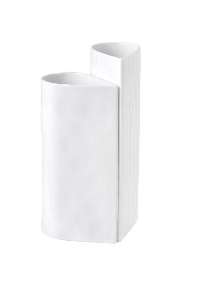 Weißes, modernes Vasen Set mit plissierten Details für Hochzeitsdekoration und stilvolles Zuhause.