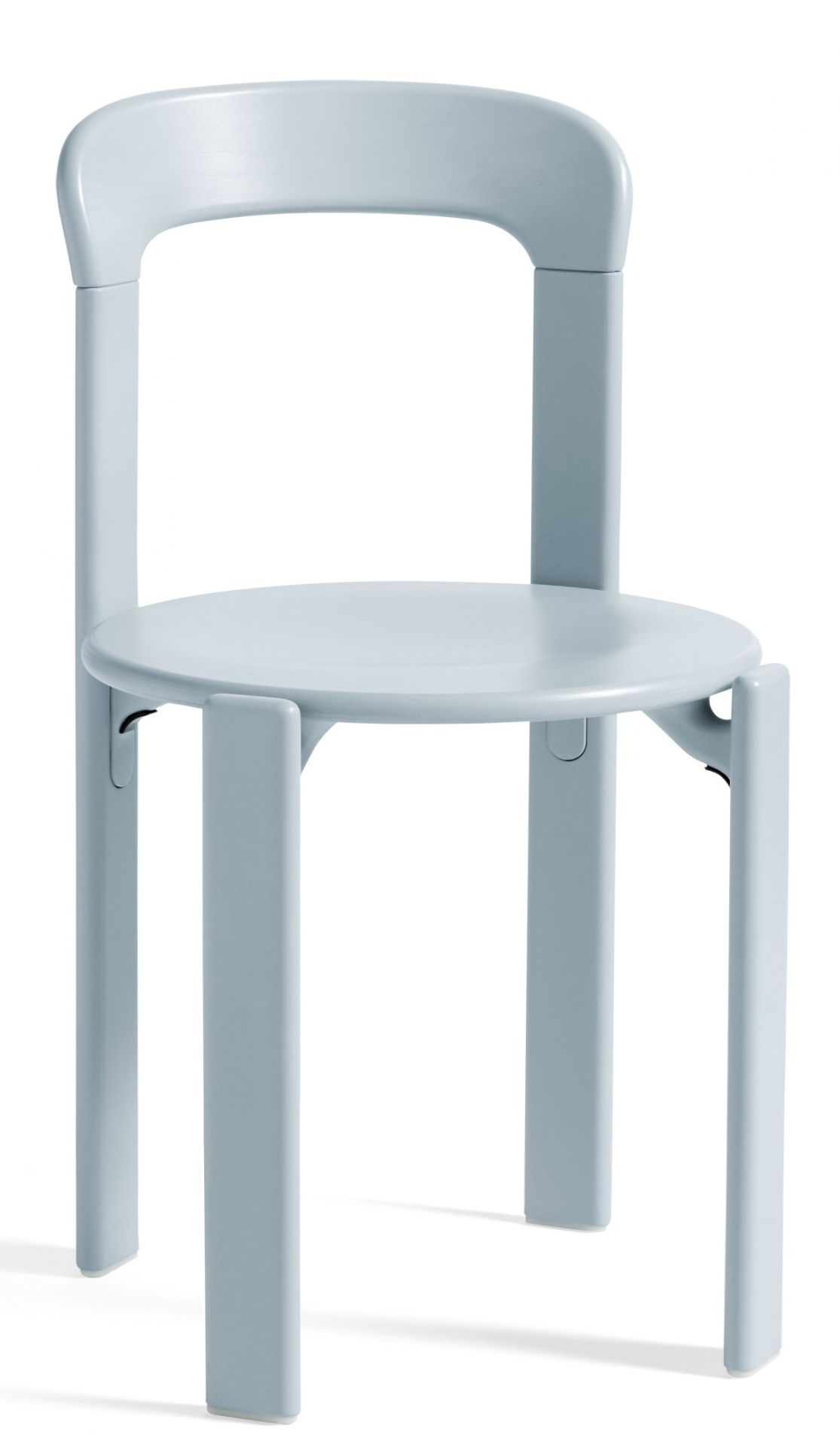 Schieferblauer Rey Stuhl von Hay: Moderner Designstuhl mit runder Sitzfläche und minimalistischem Gestell.