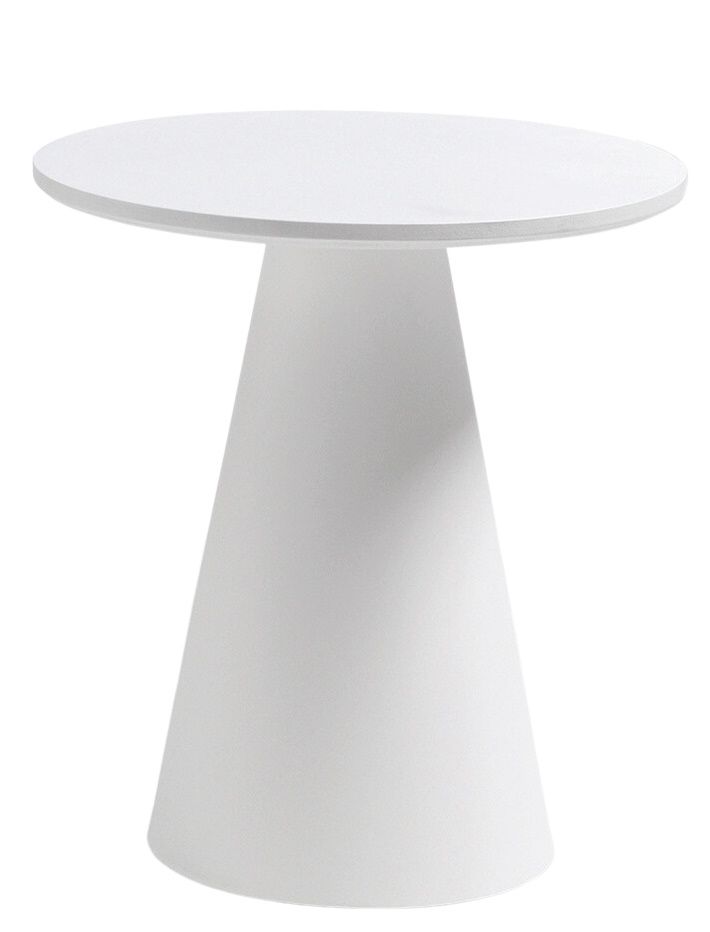 Weißer Conic Beistelltisch von Cor mit runder Tischplatte und konischem Fuß für Wohnzimmer.