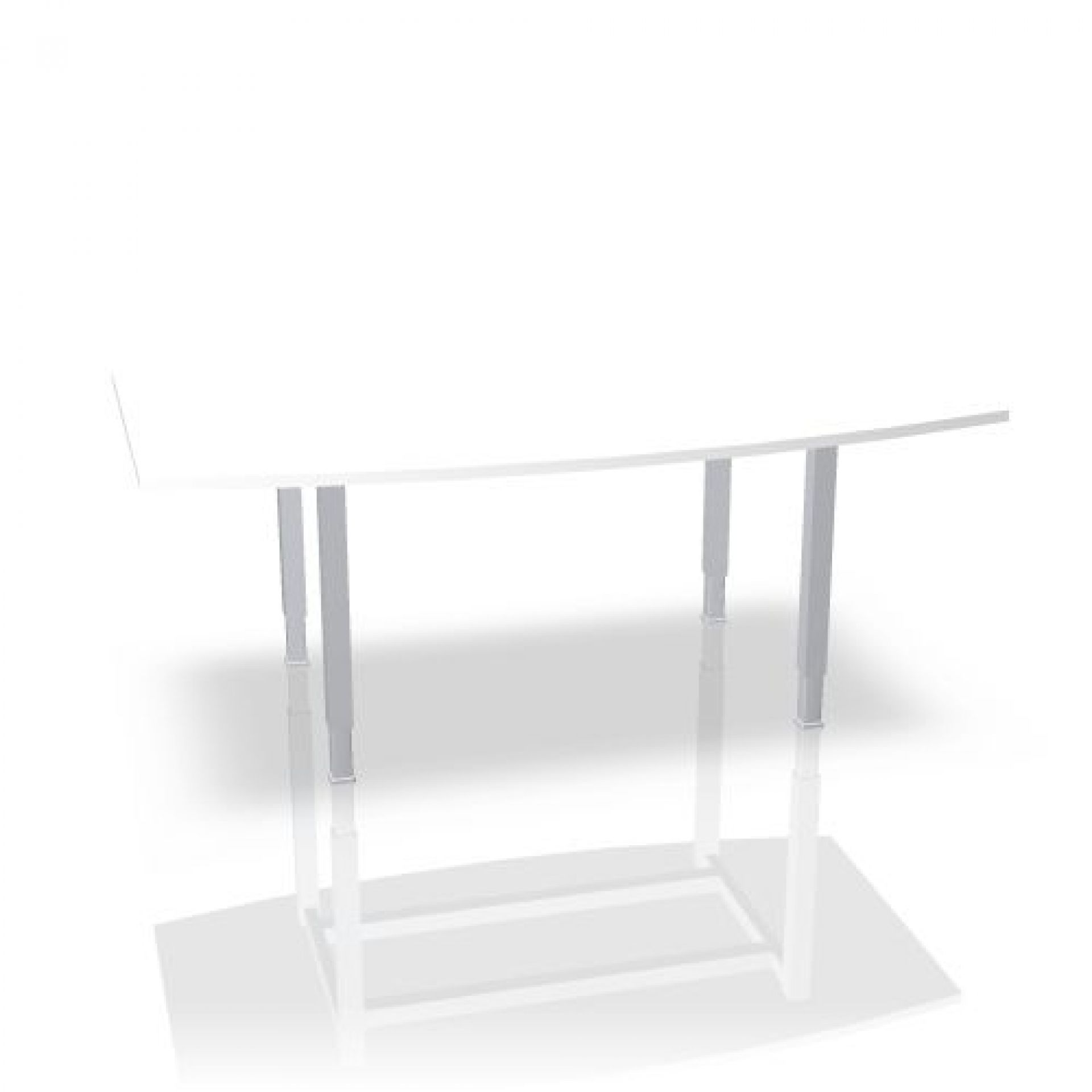 Weißer Basic 4 Besprechungstisch von König+Neurath in Bootsform mit silbernen Beinen, ideal für Konferenzen.