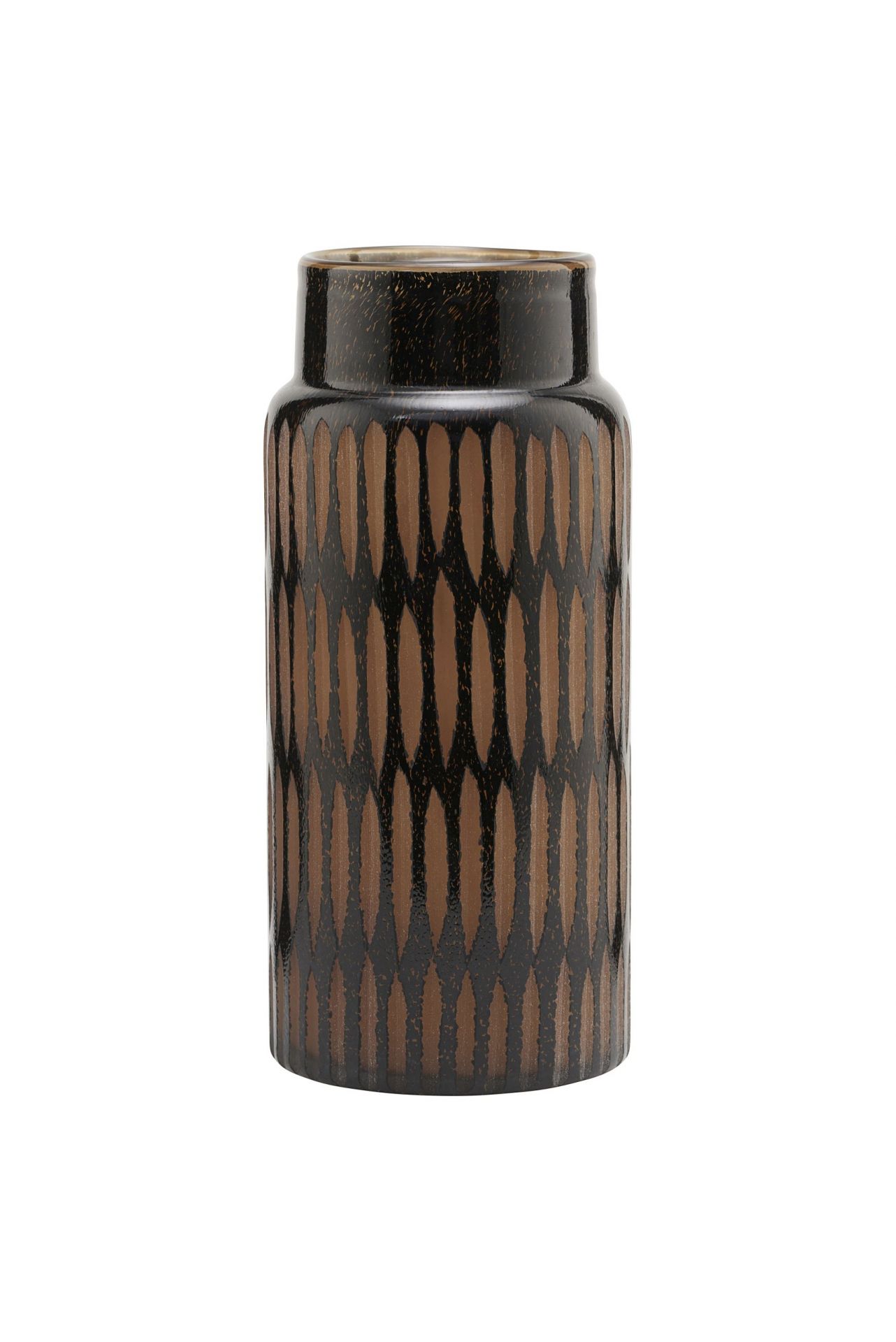 Pimpri Glasvase von House Doctor: Dekorative Vase in Braun und Schwarz mit Muster.