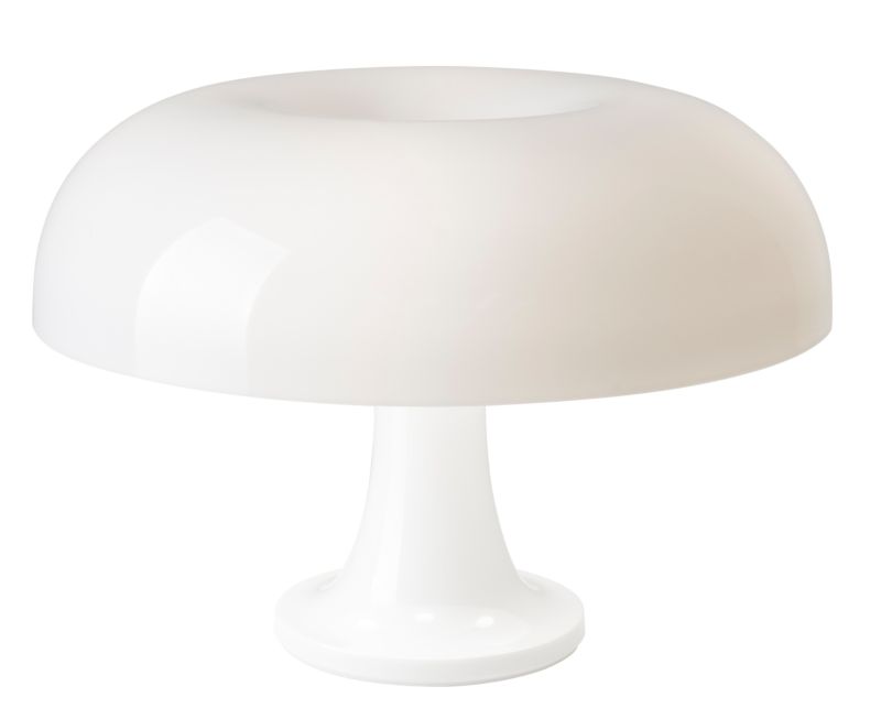 Weiße Nessino Tischleuchte von Artemide, Pilzdesign für Wohnzimmer und Schlafzimmer. Moderne Lampe.