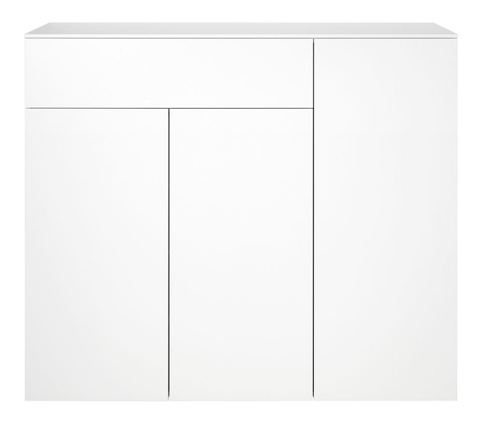 Schönbuch Urban Sideboard in Weiß mit drei Türen und einem Schubkasten für modernes Wohnen.