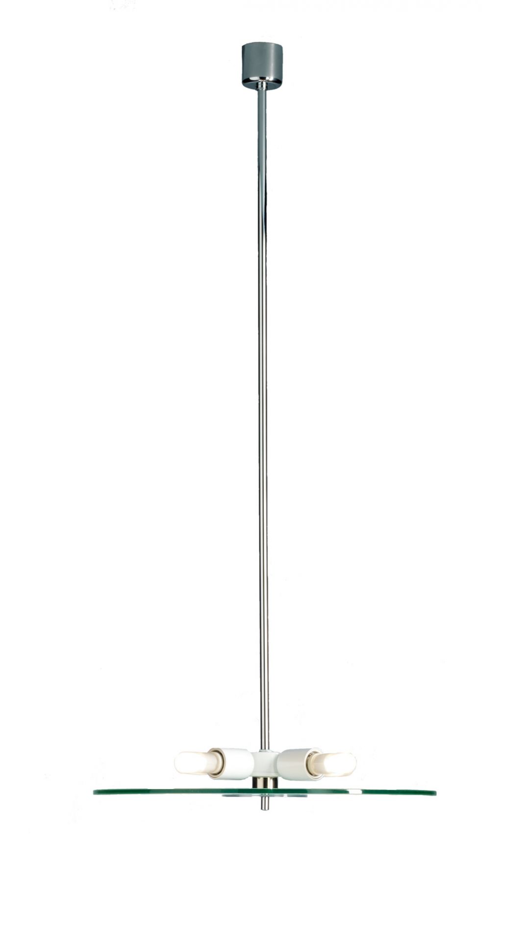 HP 28 Pendelleuchte von Tecnolumen: Moderne Hängelampe mit Glasplatte und zwei Leuchten.