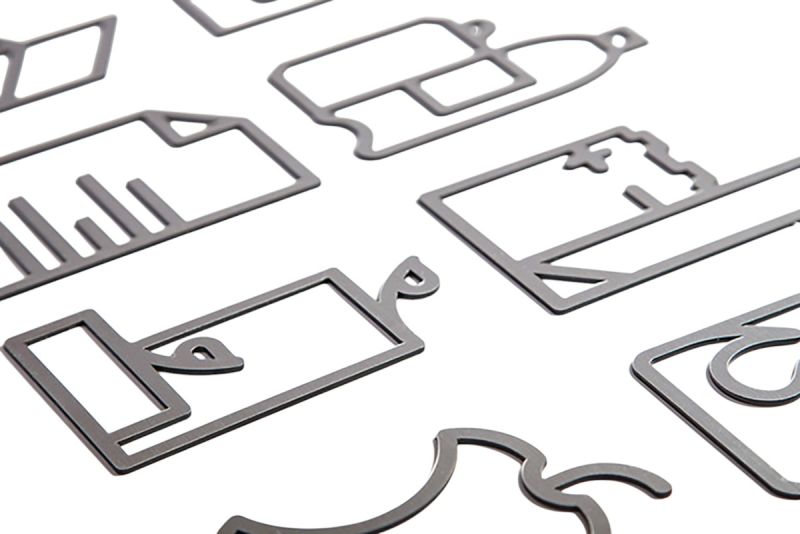 Mizetto QUICK SHIP Symbole für Mülltrennung: Verschiedene Icons für Abfallbehälter und Recycling, Metall.