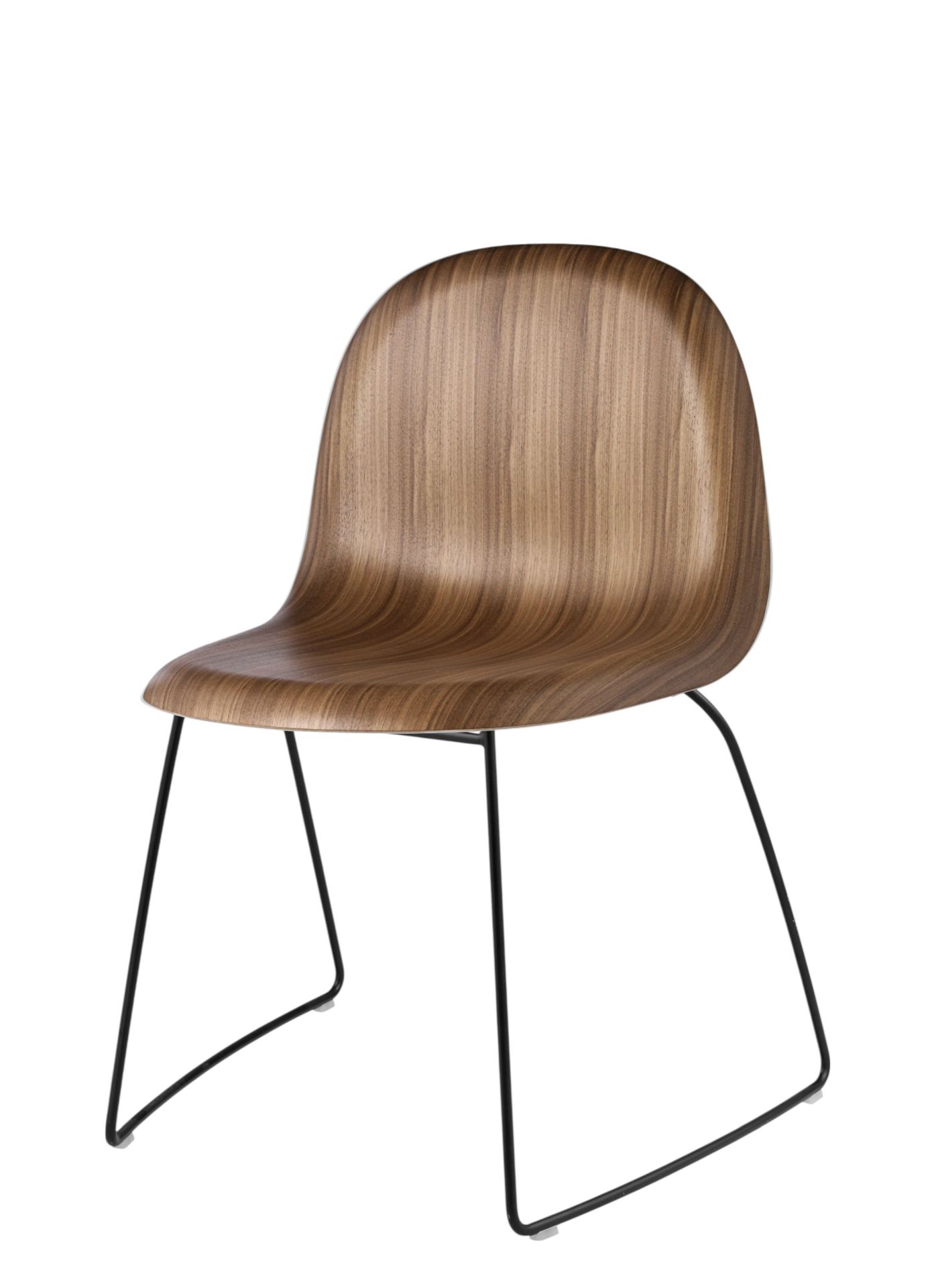 3D stapelbarer Esszimmerstuhl Walnuss - Sledge base Filzgleiter Gubi