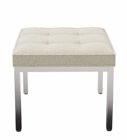 Quadratischer, beiger Relax Florence Hocker von Knoll International mit gesteppter Sitzfläche und Chromgestell.
