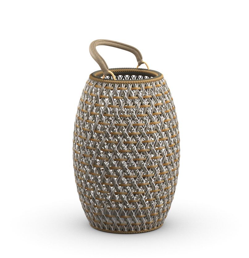 Dala Laterne: Geflochtene Outdoor-Laterne mit Griff für Garten und Terrasse.